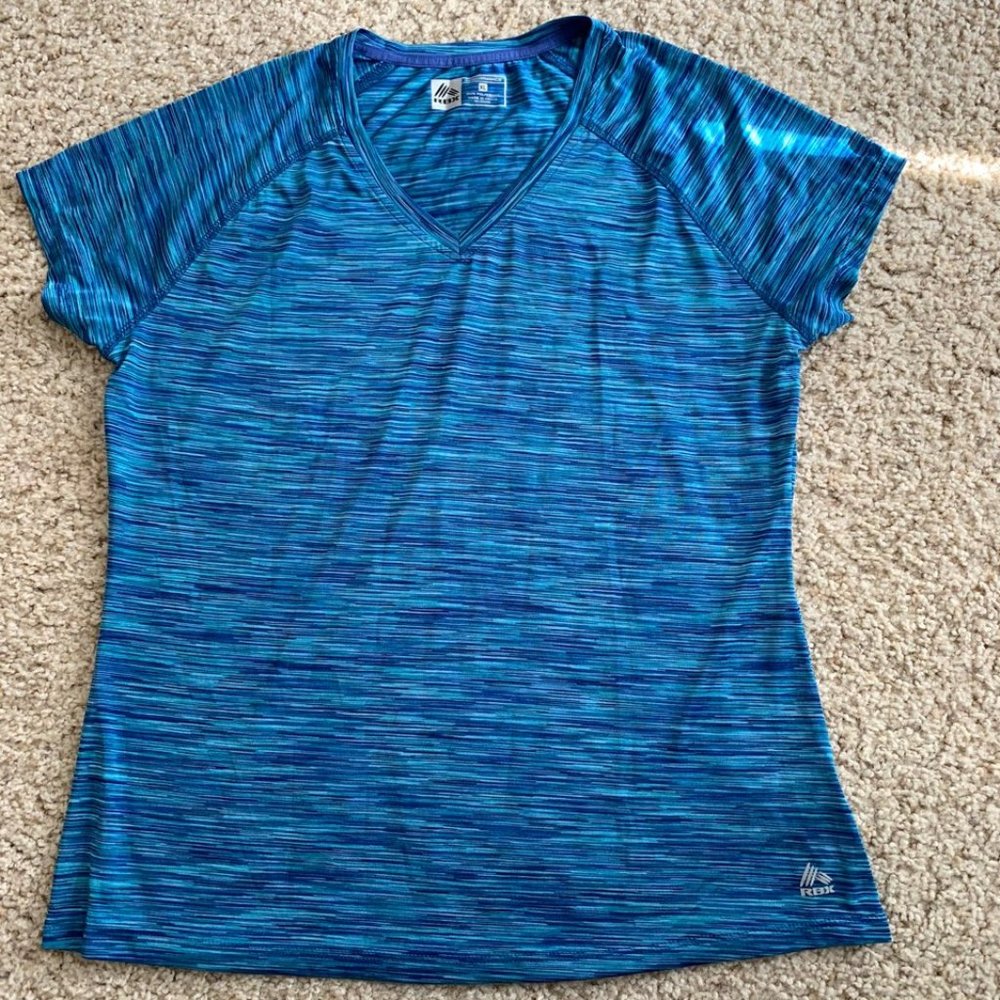 RBX Blue Black Work Out Active Short Sleeve Top